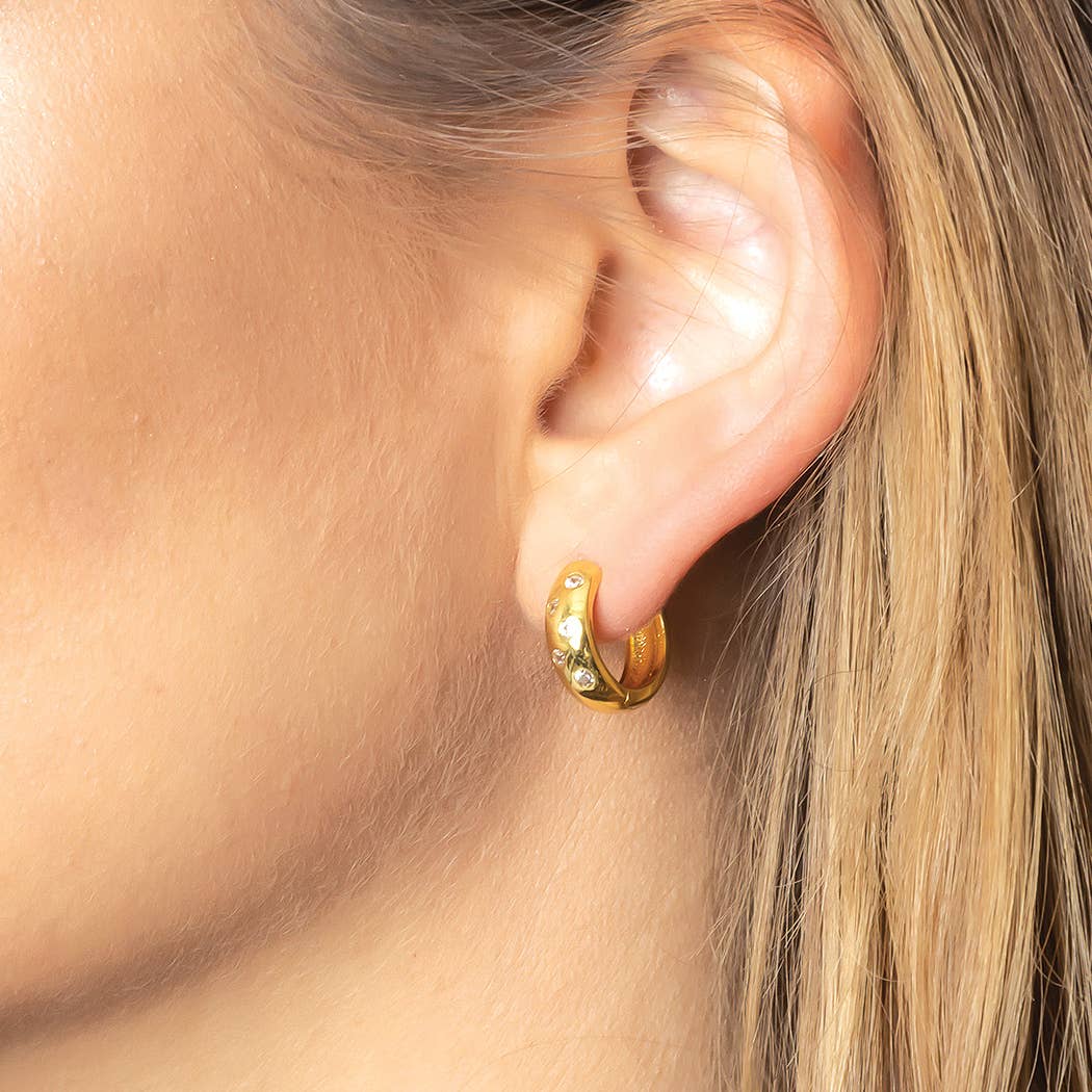 14K Gold-Dipped Stone Hoop Earring