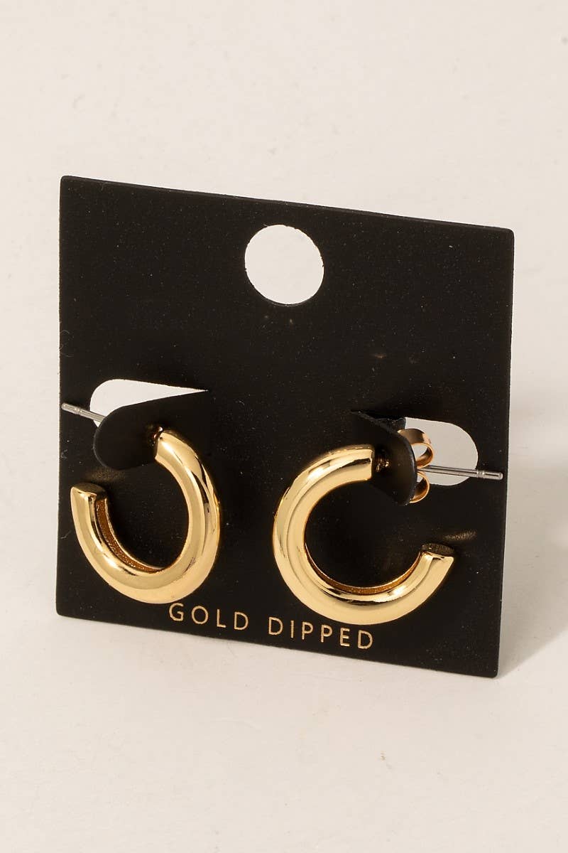 Gold Dipped Tube Hoop Earrings: Gold