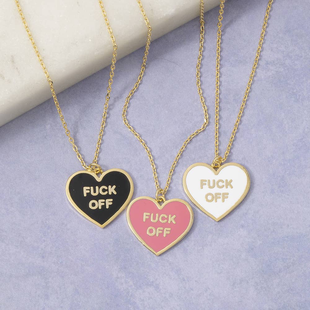 Enamel Heart Statement Pendant Necklace: PK