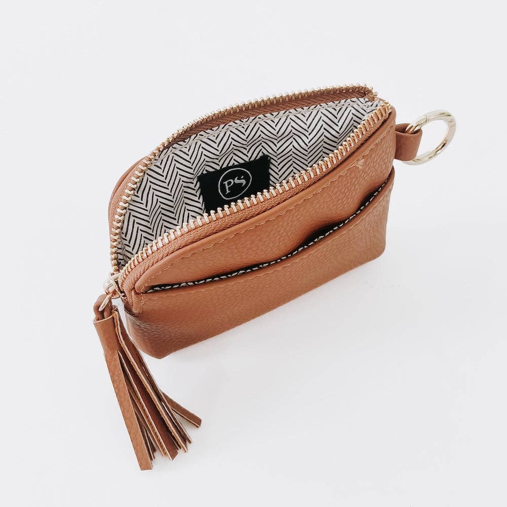 Paris Card Wallet: Woven Checkered Coffee