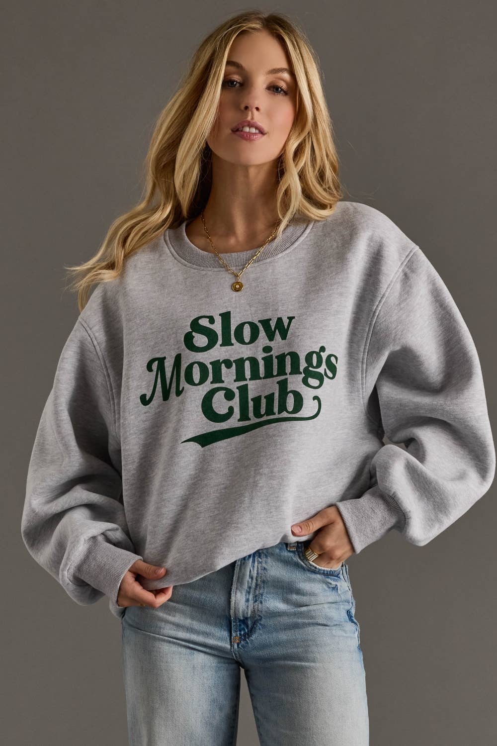 Gray Slow Mornings Club Sweatshirt