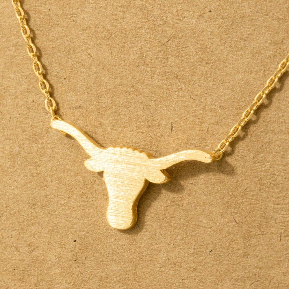 Gold Dipped Bull Head Pendant Necklace: G