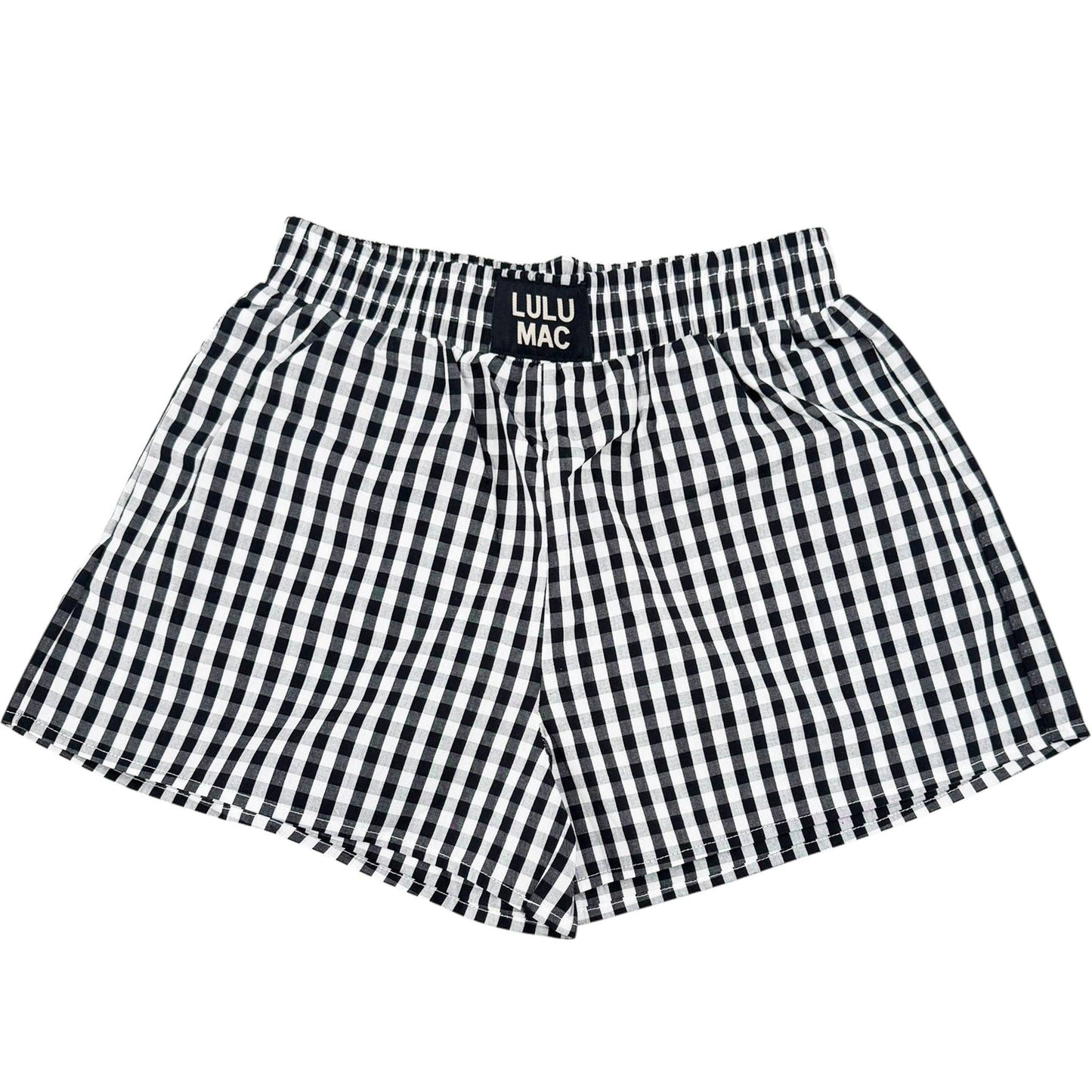 BXGH-BLACK GINGHAM BOXER SHORT: BLACK / Large