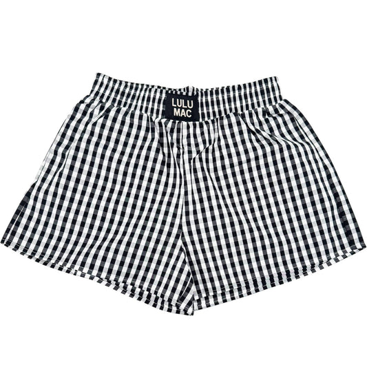 BXGH-BLACK GINGHAM BOXER SHORT: BLACK / Large