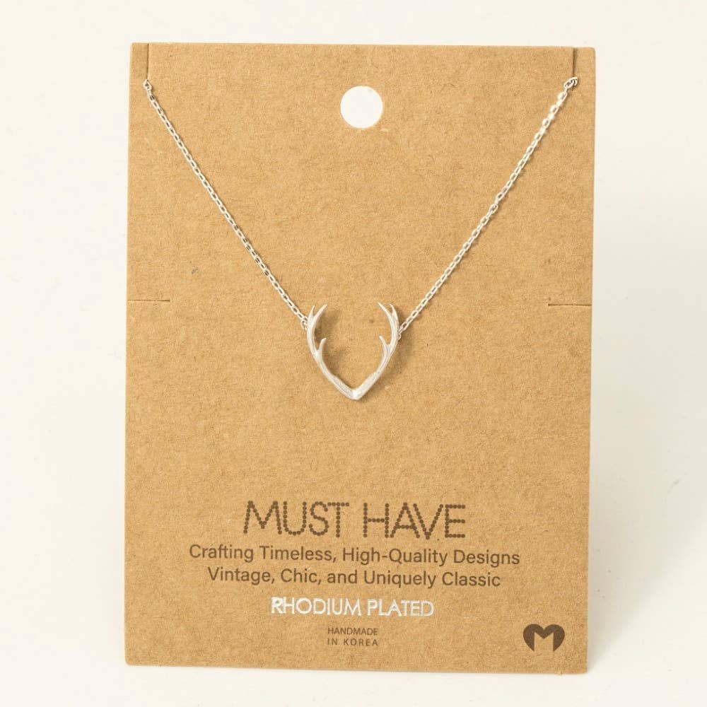 Gold Dipped Antler Pendant Necklace: R