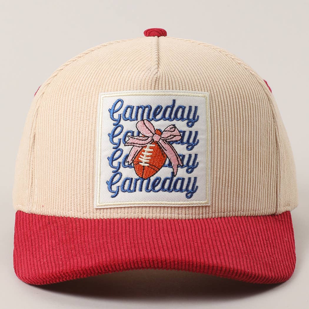 Gameday Bow Patch Corduroy Trucker Hat - Red