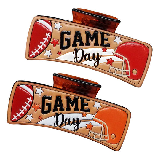 GAME DAY LEATHER CLAW CLIP - ORG