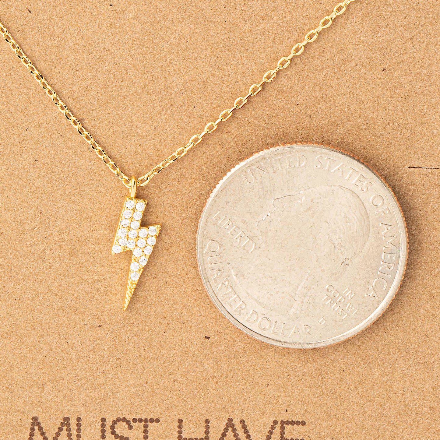 Rose Gold Mini Studded Lightning Bolt Necklace