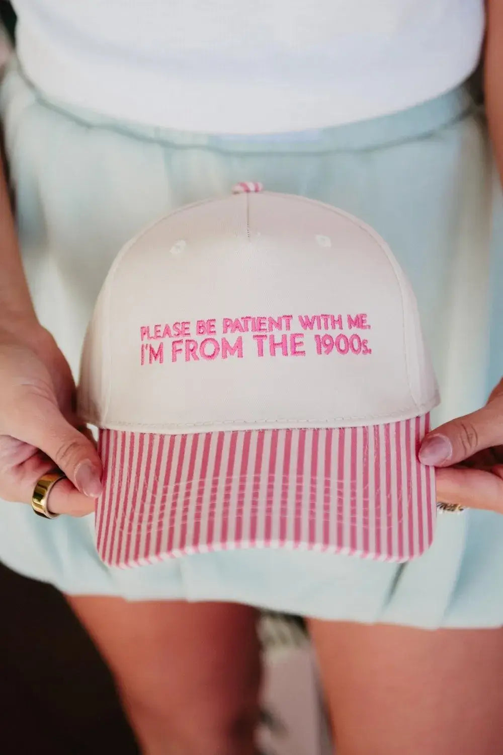 Please Be Patient With Me I'm From The 1900s Trucker Hat: Denim and Tan