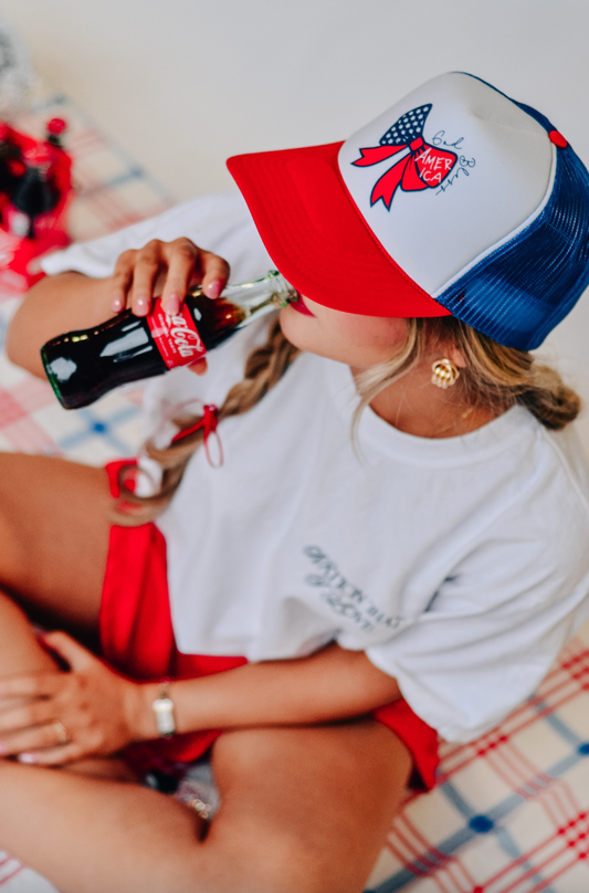 God Bless America Bow Trucker Hat