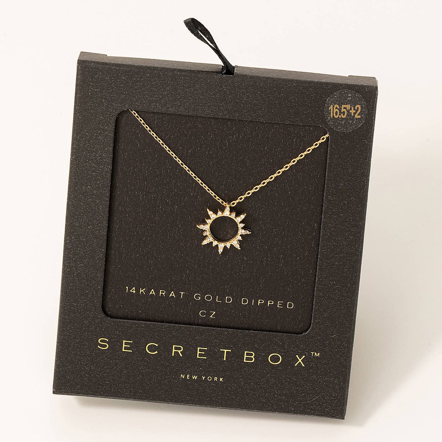 Gold Secret Box Sun Charm Necklace