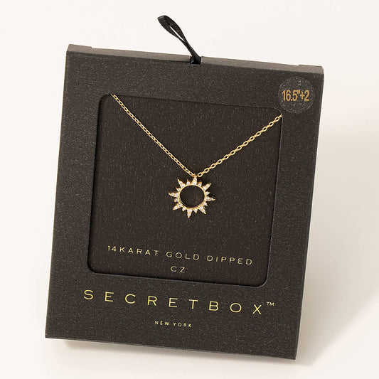 Gold Secret Box Sun Charm Necklace