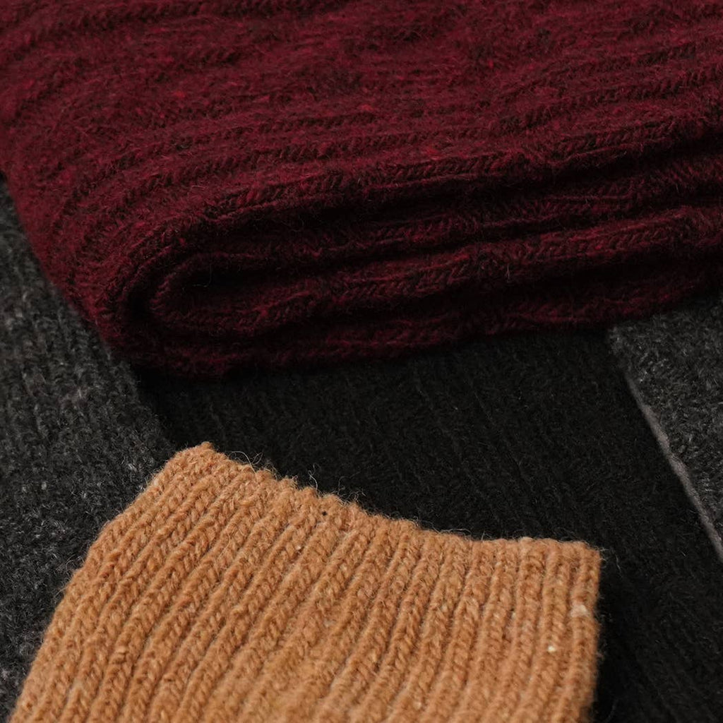 Rib Knit Wool Blend Crew Socks