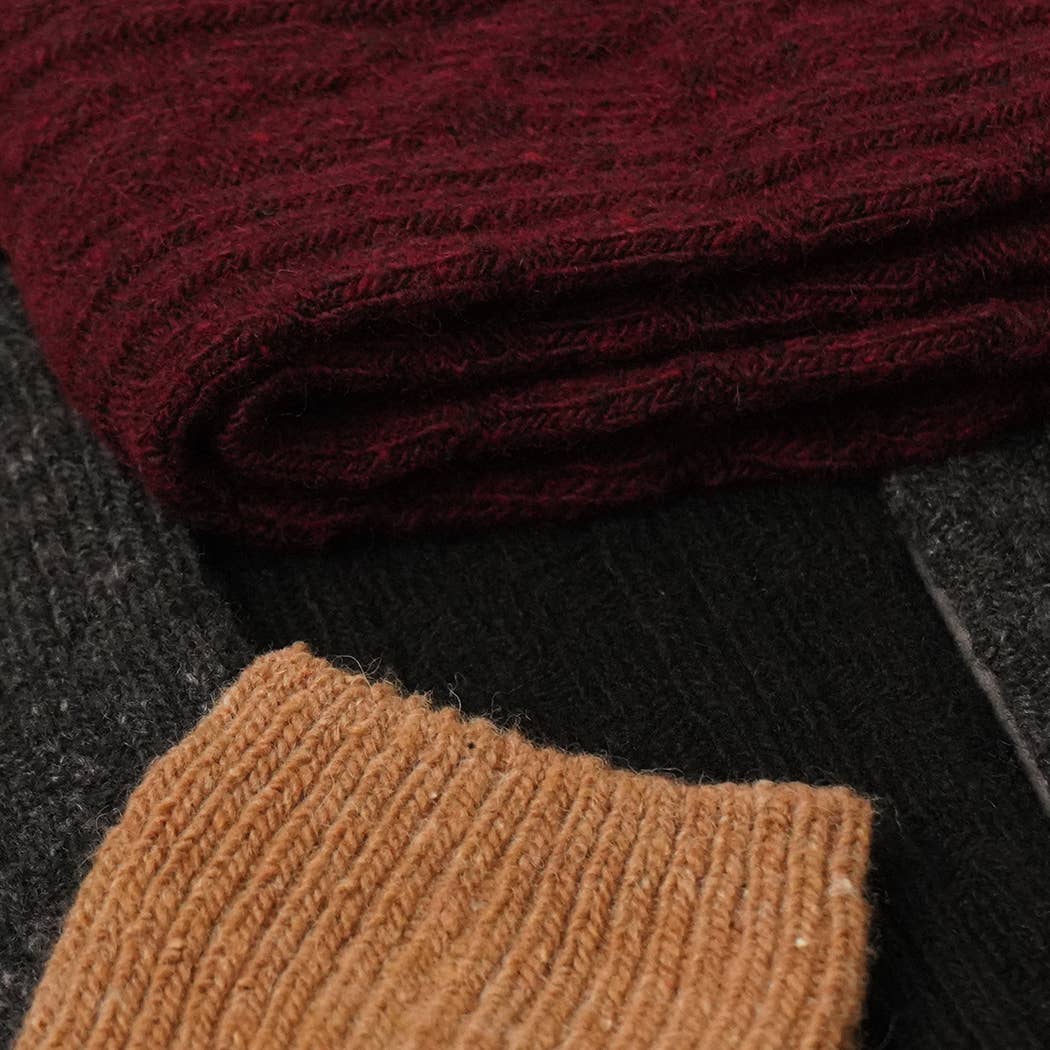 Rib Knit Wool Blend Crew Socks