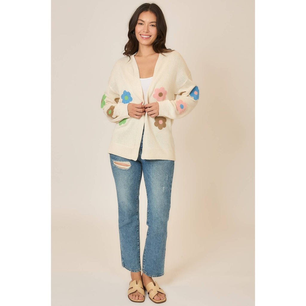 Floral Patch Knit Cardigan