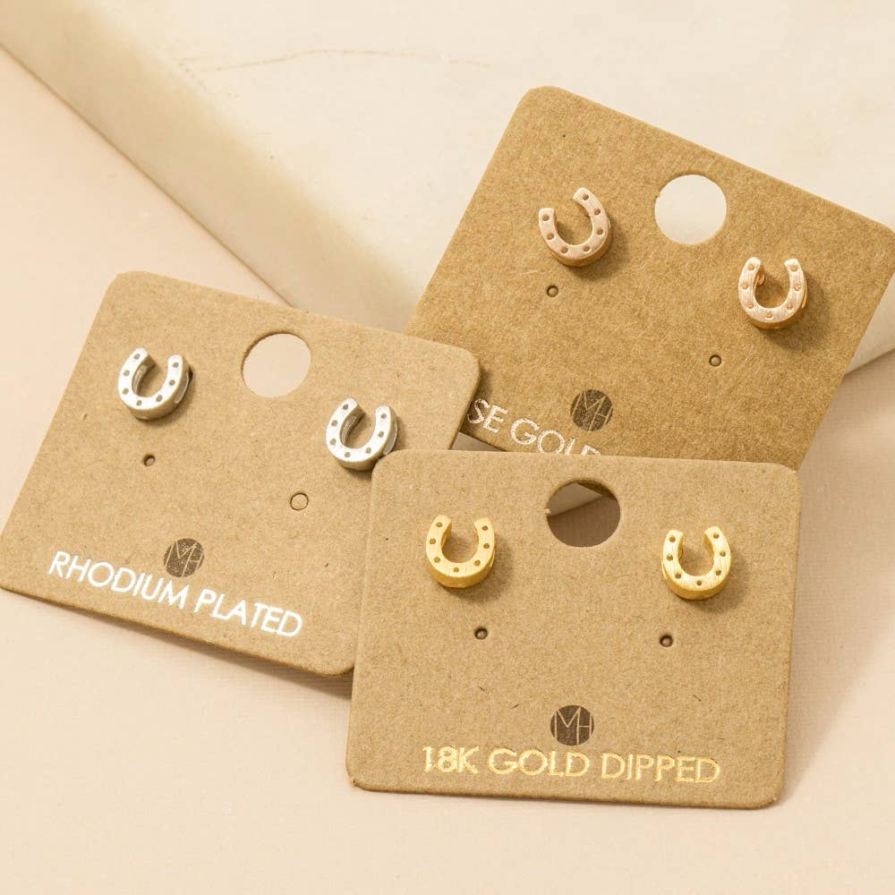 Gold Dipped Mini Horseshoe Post Stud Earrings: R