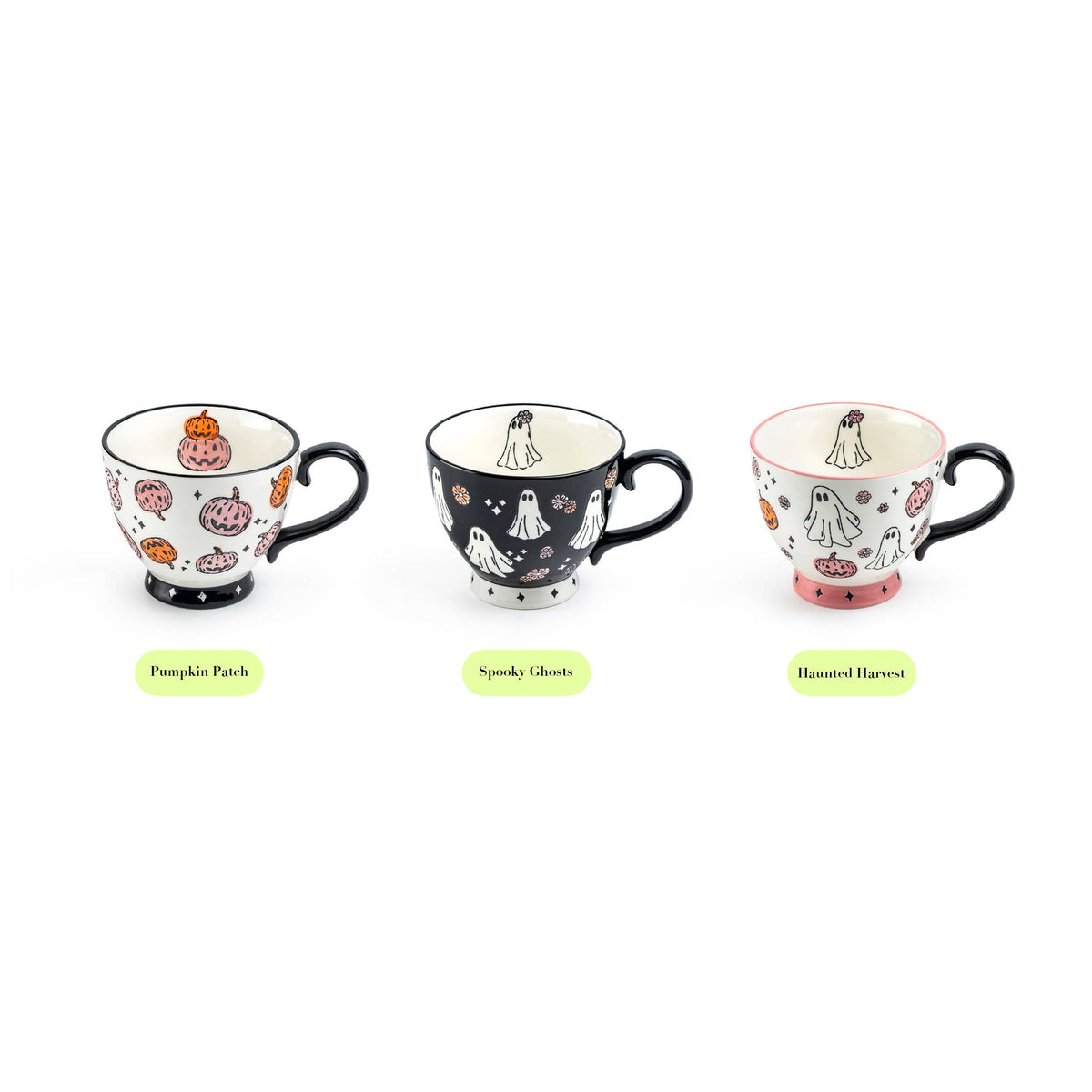 Spooky Ghosts 16oz Black Latte Mug