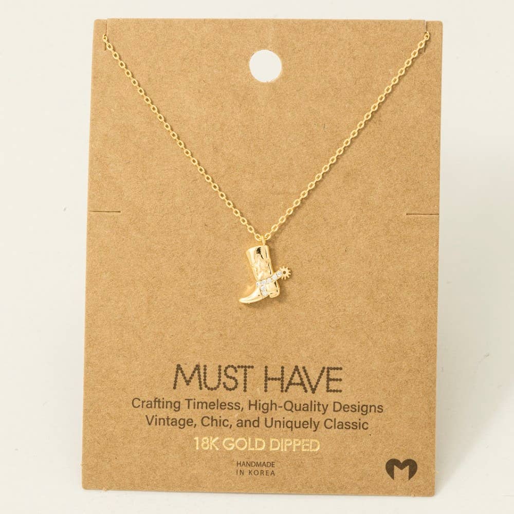 Cowboy Boots Pendant Necklace: R