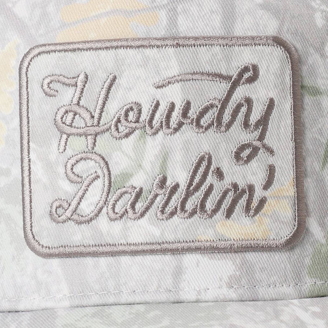 Howdy Darlin' Embroidered Patch Camo Baseball Cap: CAMO / ONE SIZE