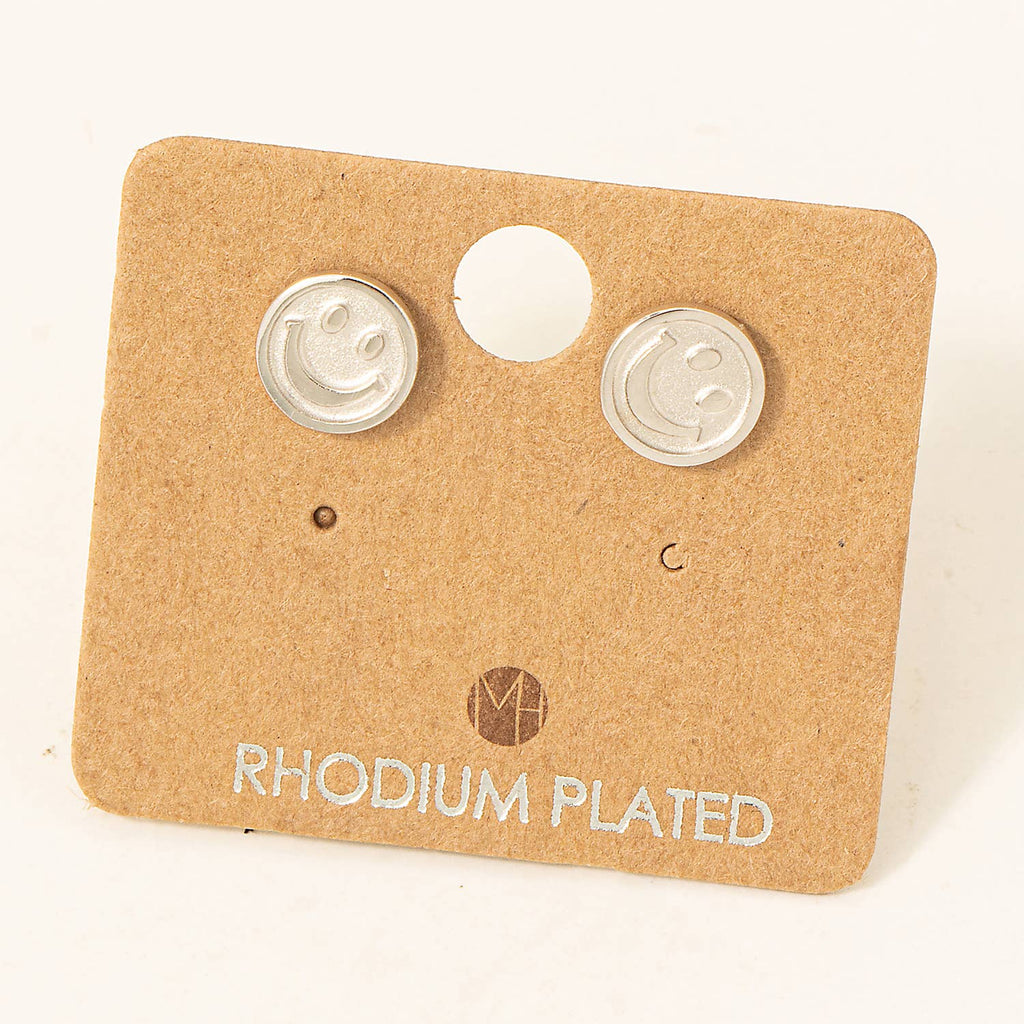 Silver Smiley Face Earrings