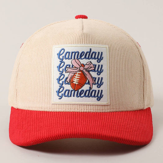 Gameday Bow Patch Corduroy Trucker Hat - Red