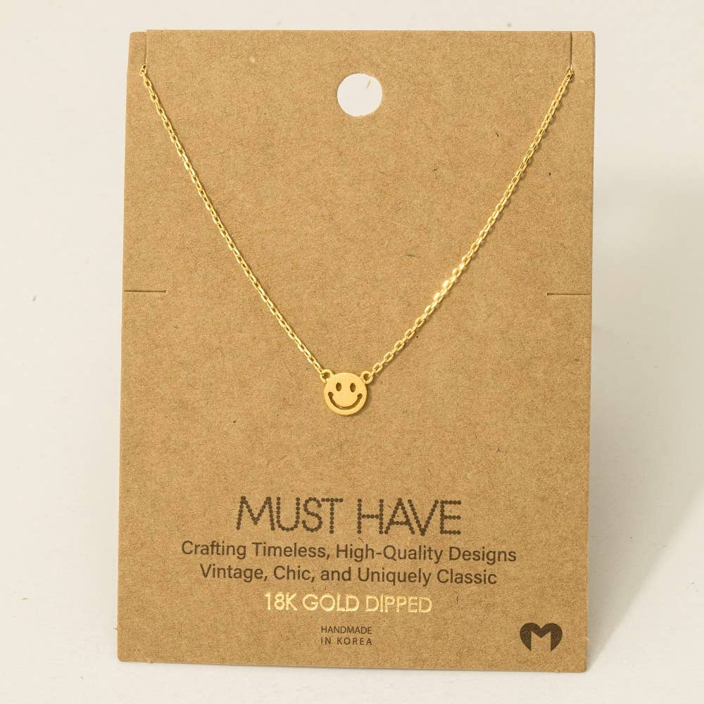 Mini Smiley Face Charm Necklace: G