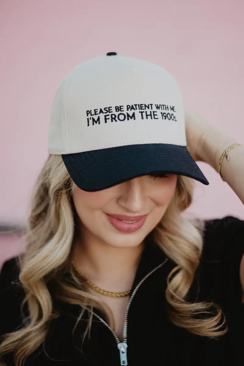 Please Be Patient With Me I'm From The 1900s Trucker Hat: Denim and Tan