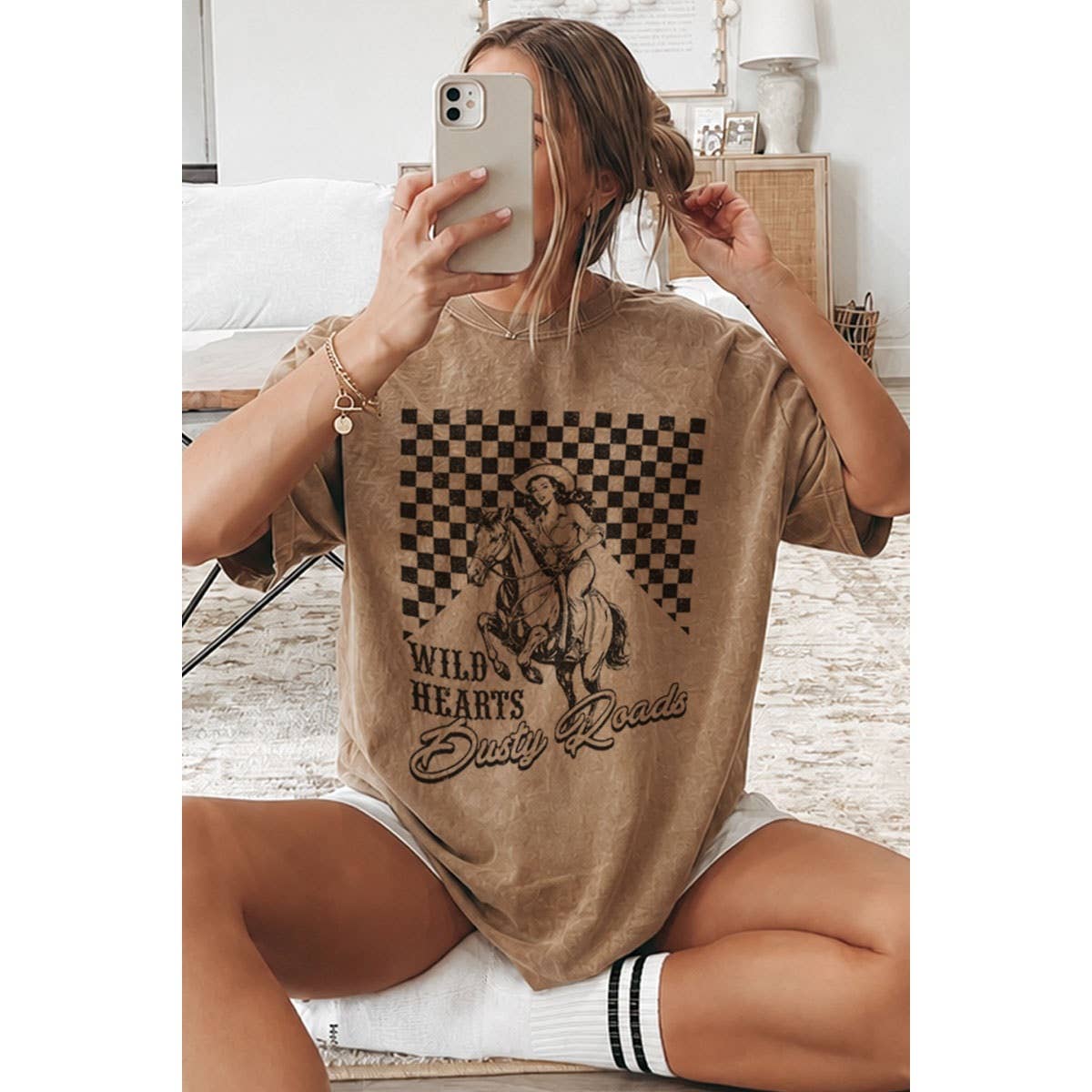 WILD HEARTS OVERSIZED MINERAL GRAPHIC TEE: Mineral Oatmeal / S