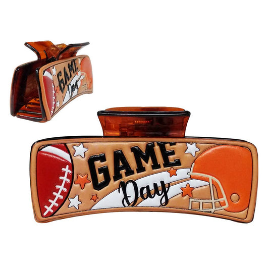 GAME DAY LEATHER CLAW CLIP - ORG