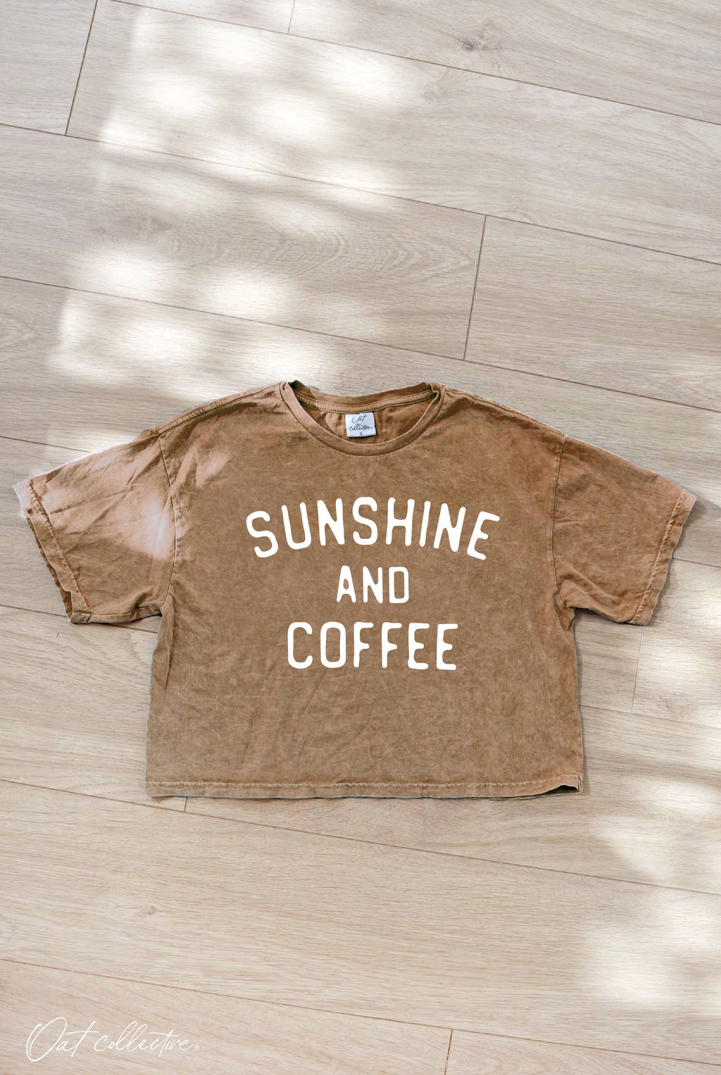 SUNSHINE AND COFFEE Cropped Mineral Wash Tee