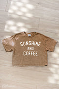 SUNSHINE AND COFFEE Cropped Mineral Wash Tee