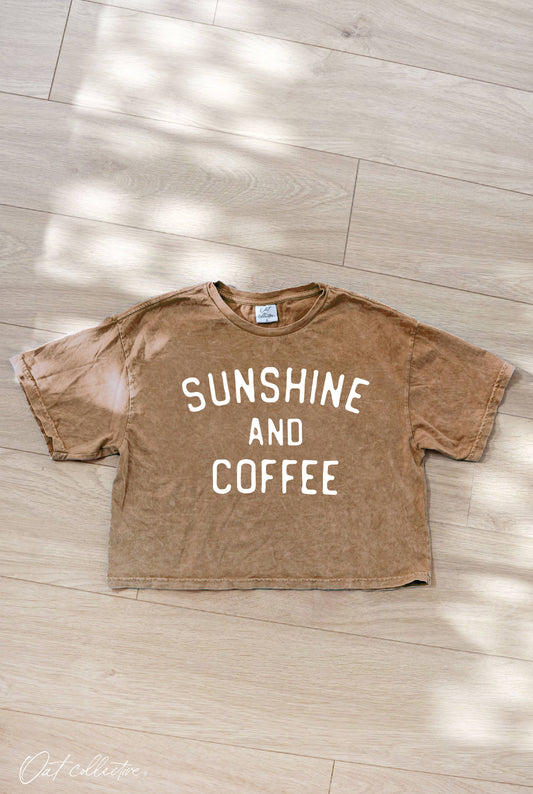 SUNSHINE AND COFFEE Cropped Mineral Wash Tee