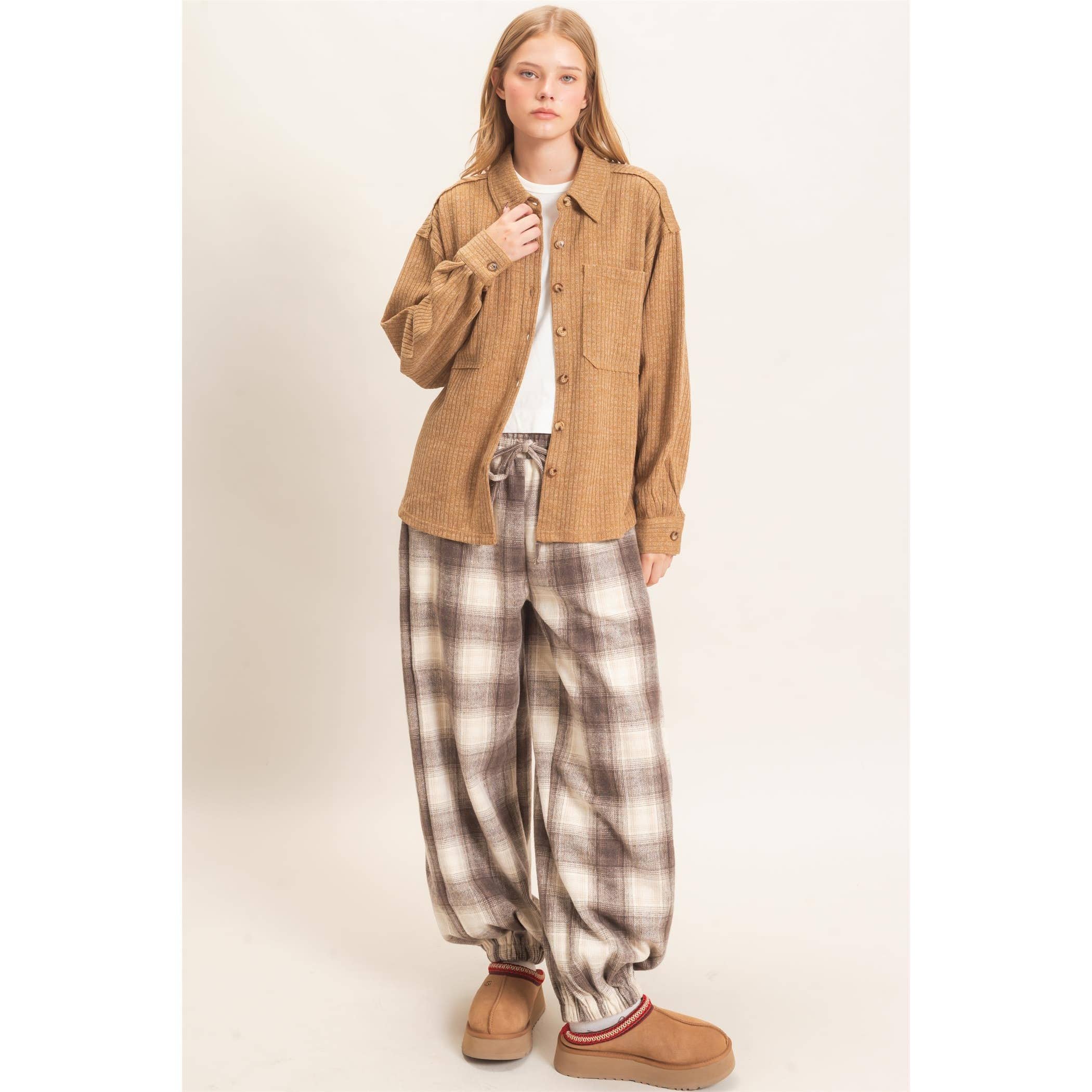 Plaid Drawstring Joggers