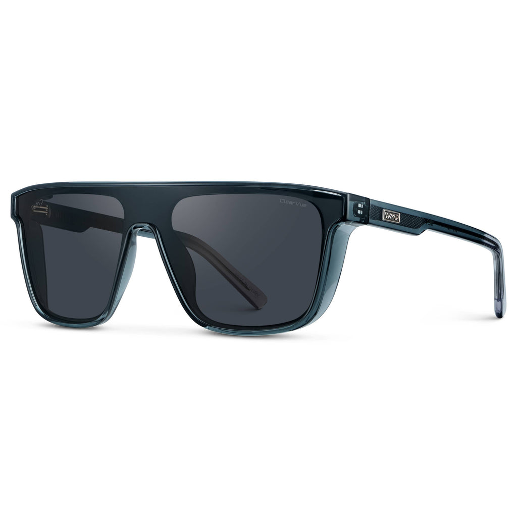 Jett - Men's Rectangular Polarized Shield Sport Sunglasses: Crystal Verde / Brown Lens