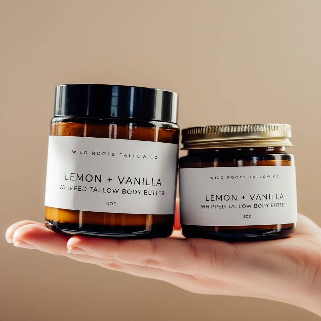 Lemon + Vanilla Tallow Body Butter | Brightening Body Whip: 4oz