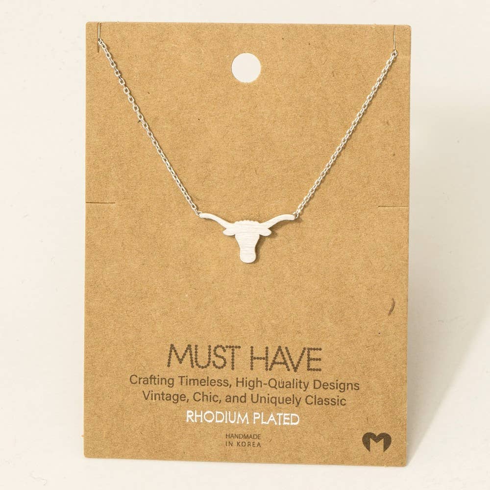 Gold Dipped Bull Head Pendant Necklace: G