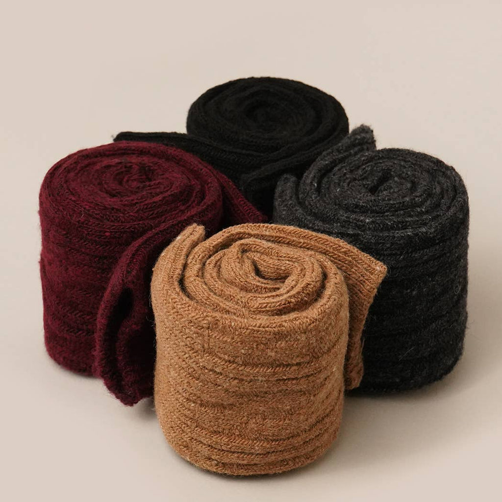 Rib Knit Wool Blend Crew Socks