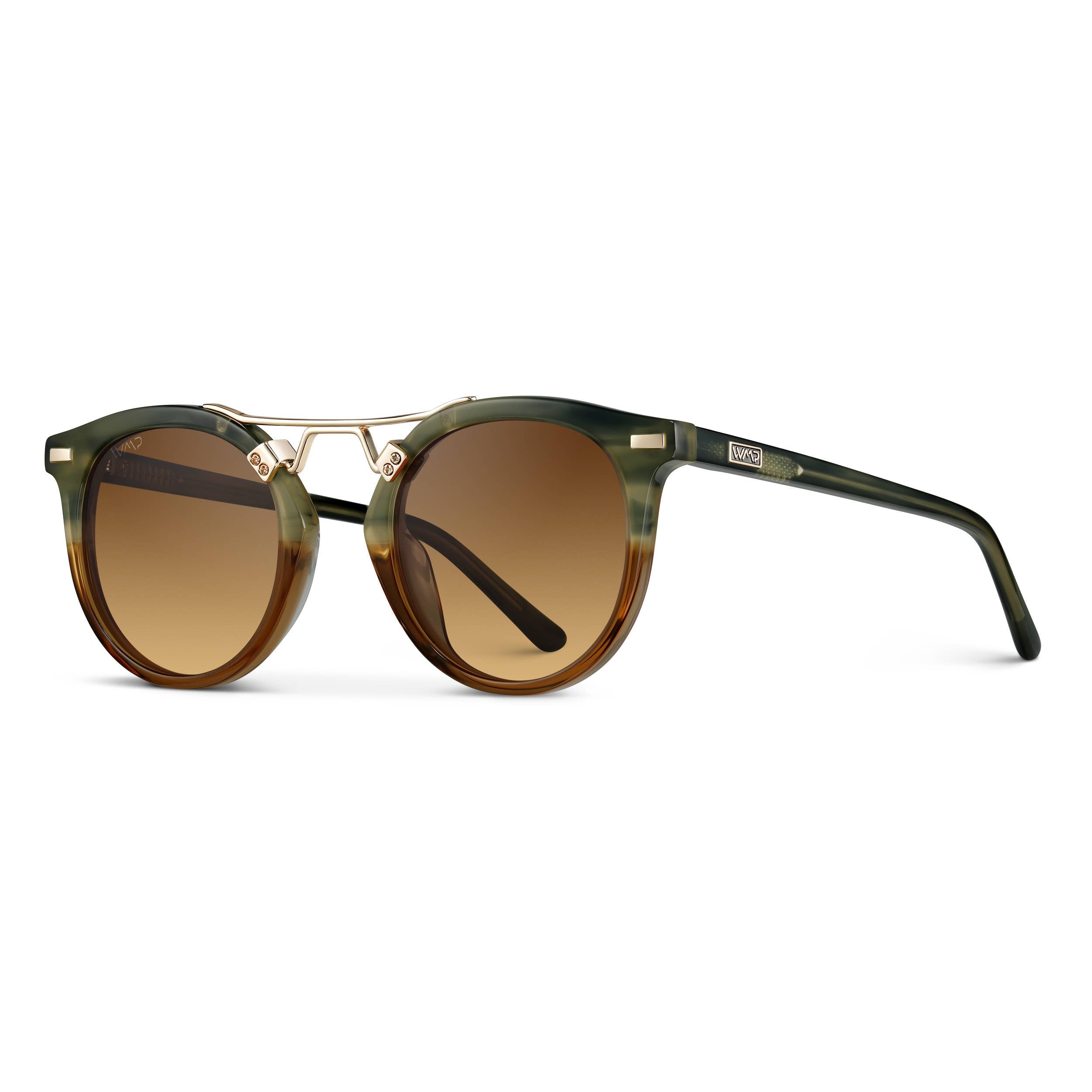 Skyler - Round Polarized Sunglasses: Desert Sage / Brown Gradient
