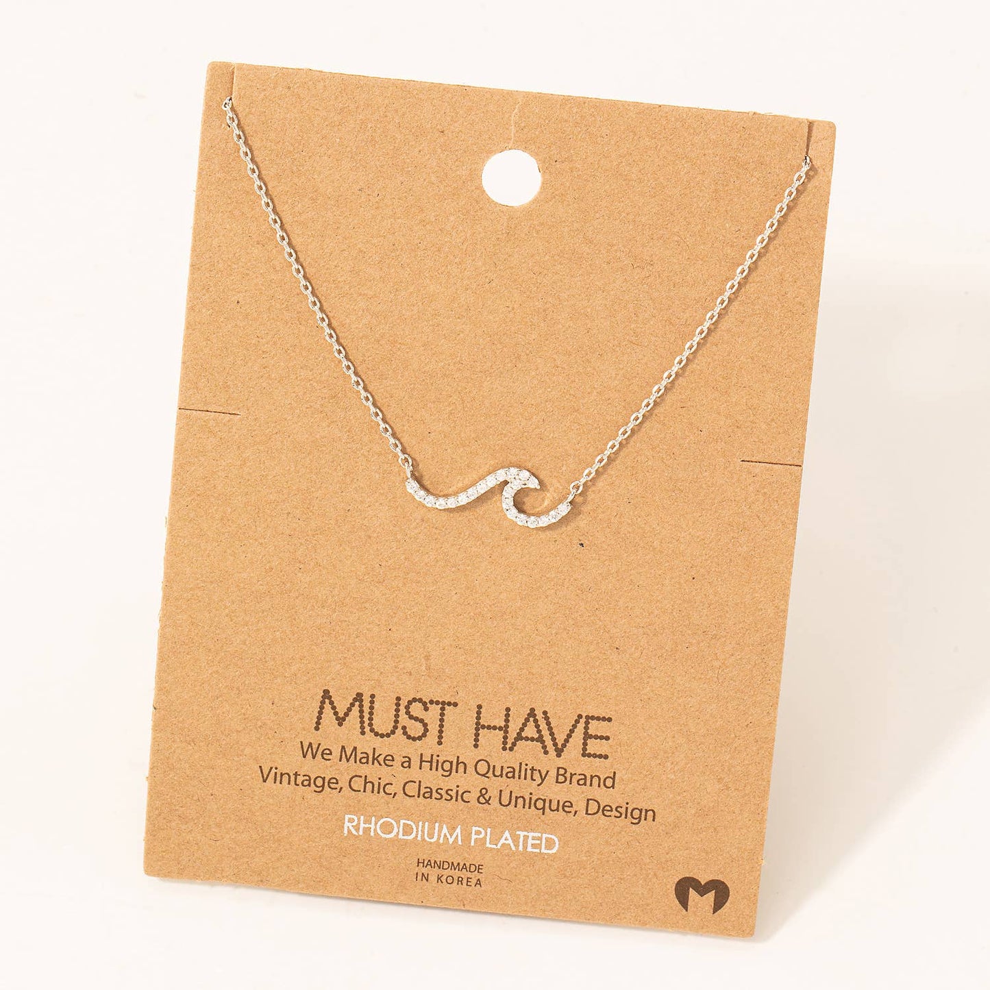 Pave Wave Pendant Necklace: G