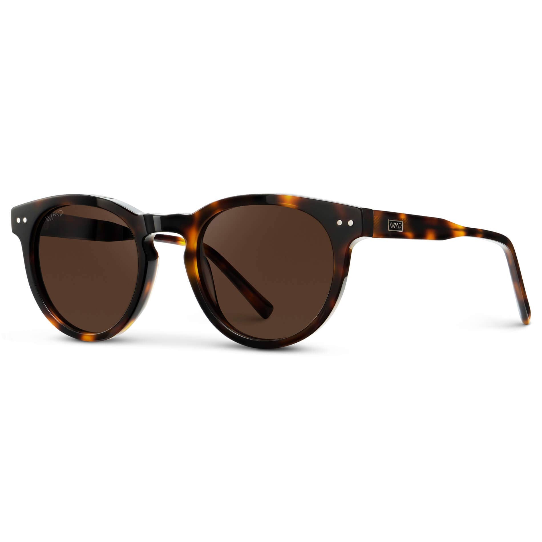 Tate - Round Polarized Sunglasses: Light Crystal Brown / Brown Lens