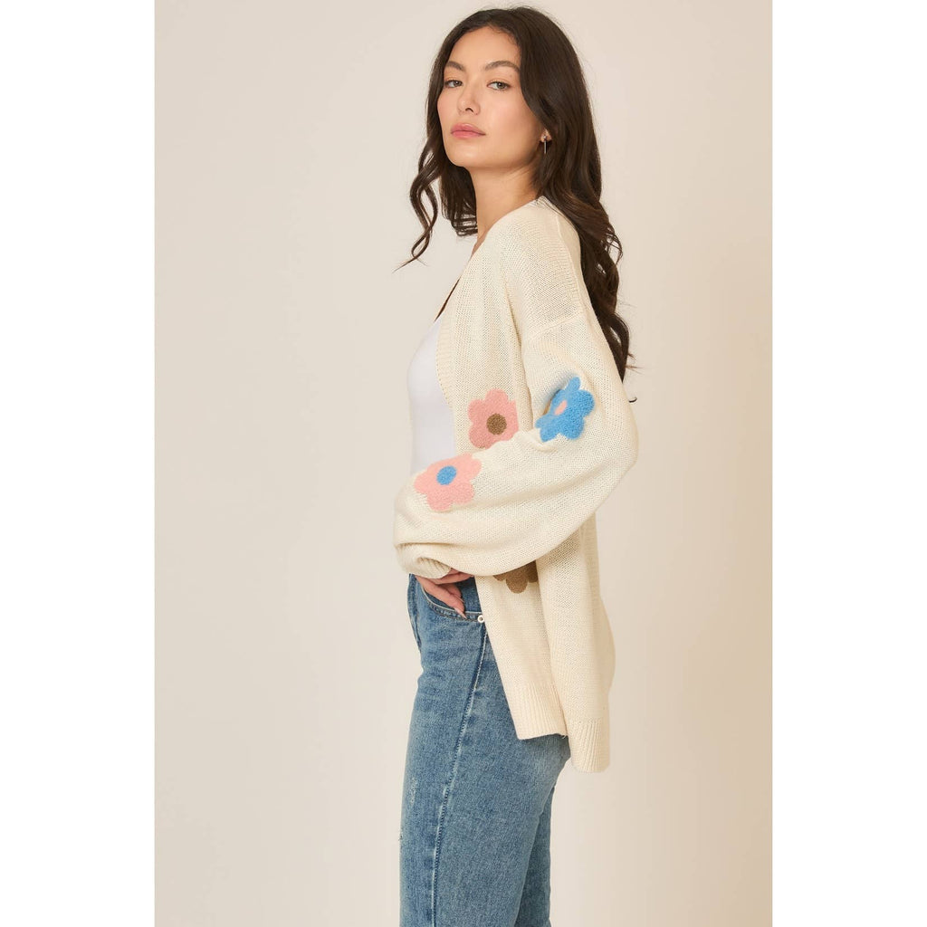 Floral Patch Knit Cardigan