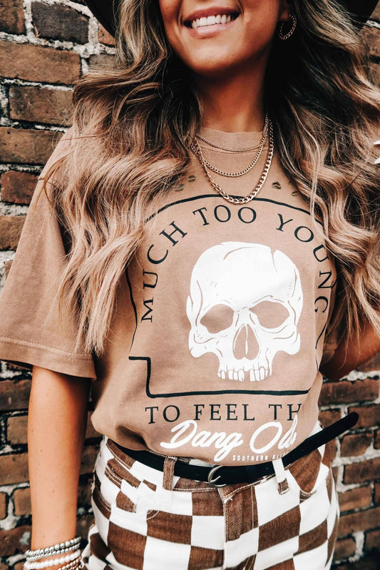 Much Too Young Cut Mock Neck Tee: Medium