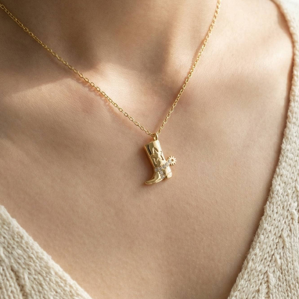 Cowboy Boots Pendant Necklace: R