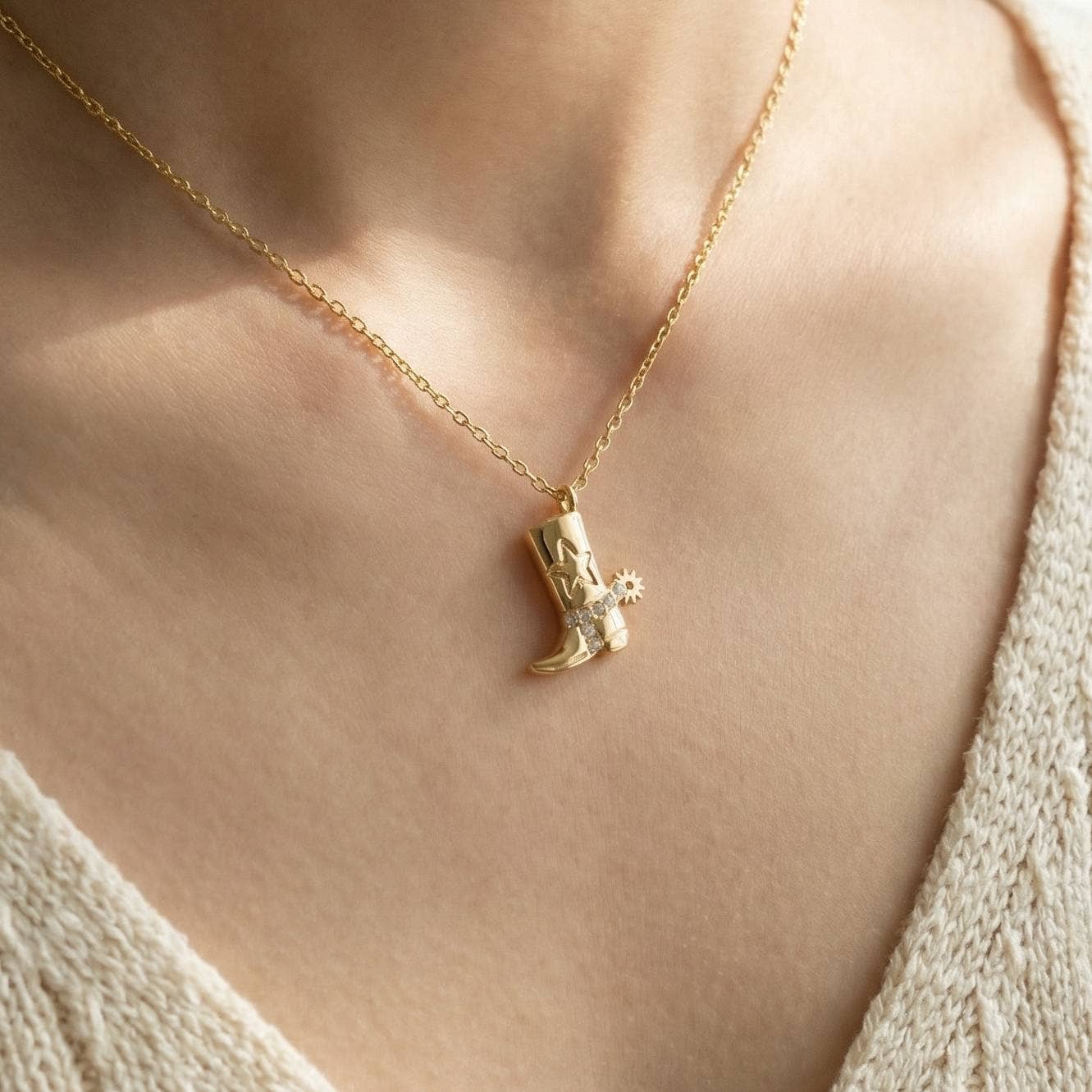 Cowboy Boots Pendant Necklace: R