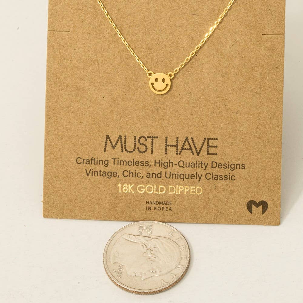 Mini Smiley Face Charm Necklace: G