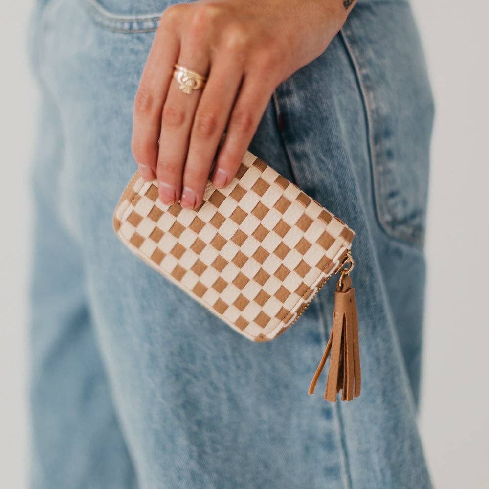Wynona Woven Wallet Checkered Black