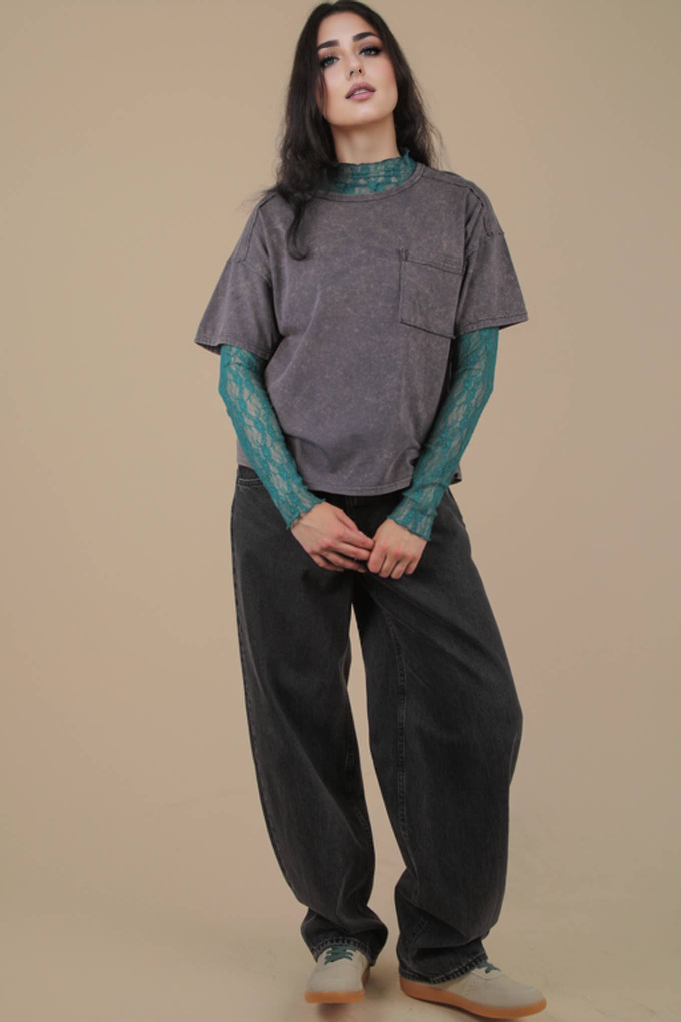 MINERAL WASH BASIC KNIT TEE