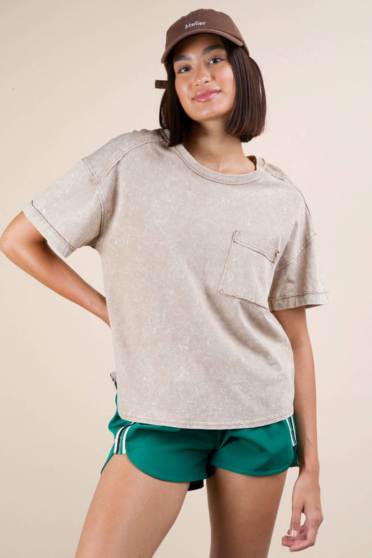 MINERAL WASH BASIC KNIT TEE