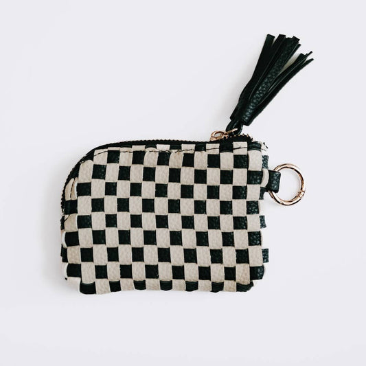 Paris Card Wallet: Woven Checkered Black