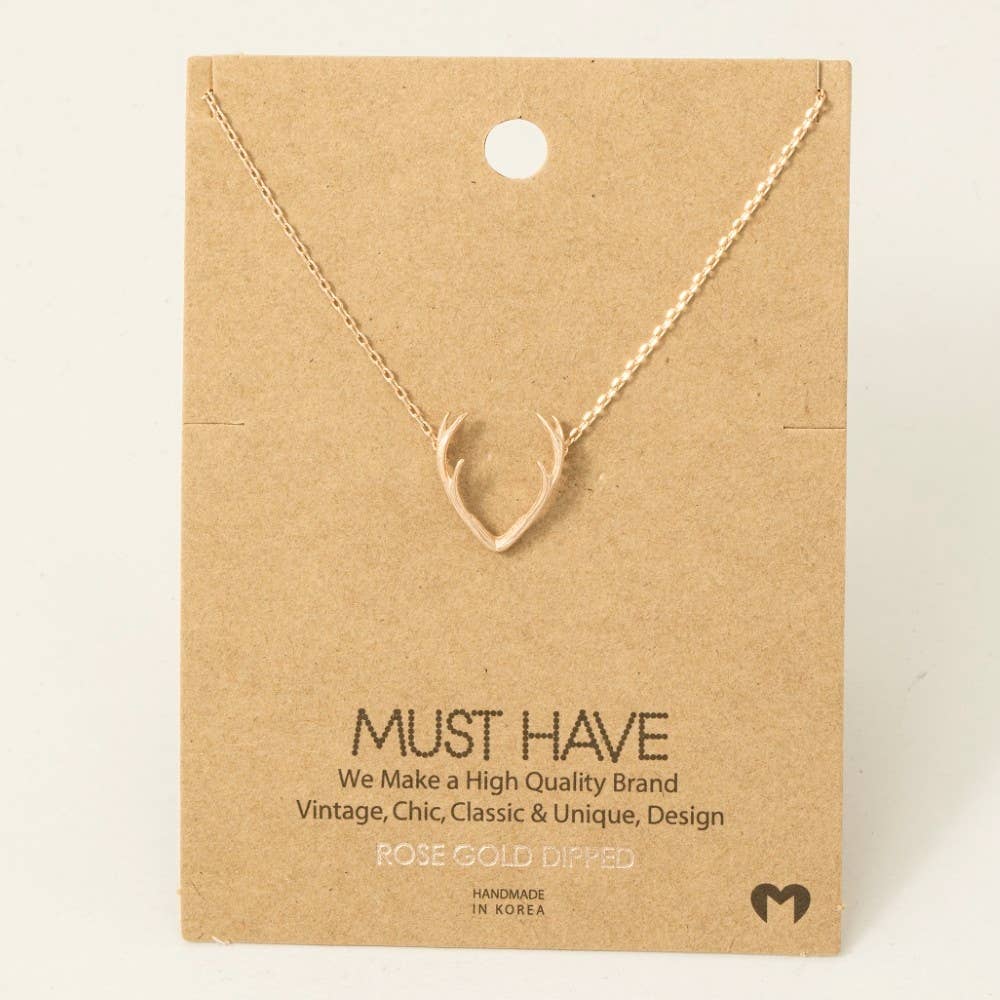 Gold Dipped Antler Pendant Necklace: R